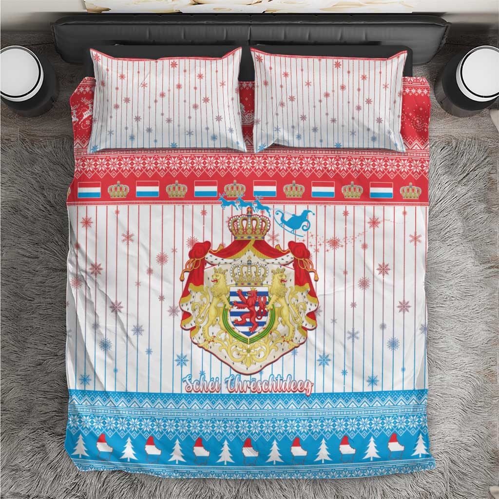 Luxembourg Christmas Bedding Set Coat Of Arms Schei Chreschtdeeg - Wonder Print Shop