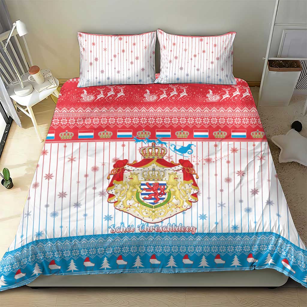 Luxembourg Christmas Bedding Set Coat Of Arms Schei Chreschtdeeg - Wonder Print Shop