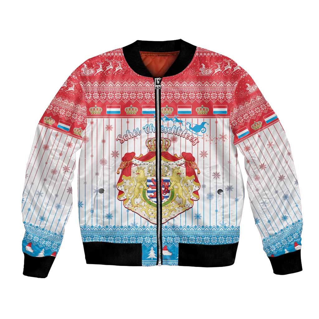 Luxembourg Christmas Bomber Jacket Coat Of Arms Schei Chreschtdeeg - Wonder Print Shop
