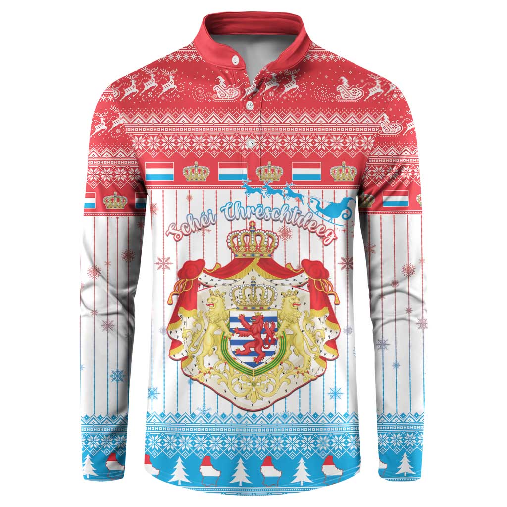 Luxembourg Christmas Button Sweatshirt Coat Of Arms Schei Chreschtdeeg - Wonder Print Shop