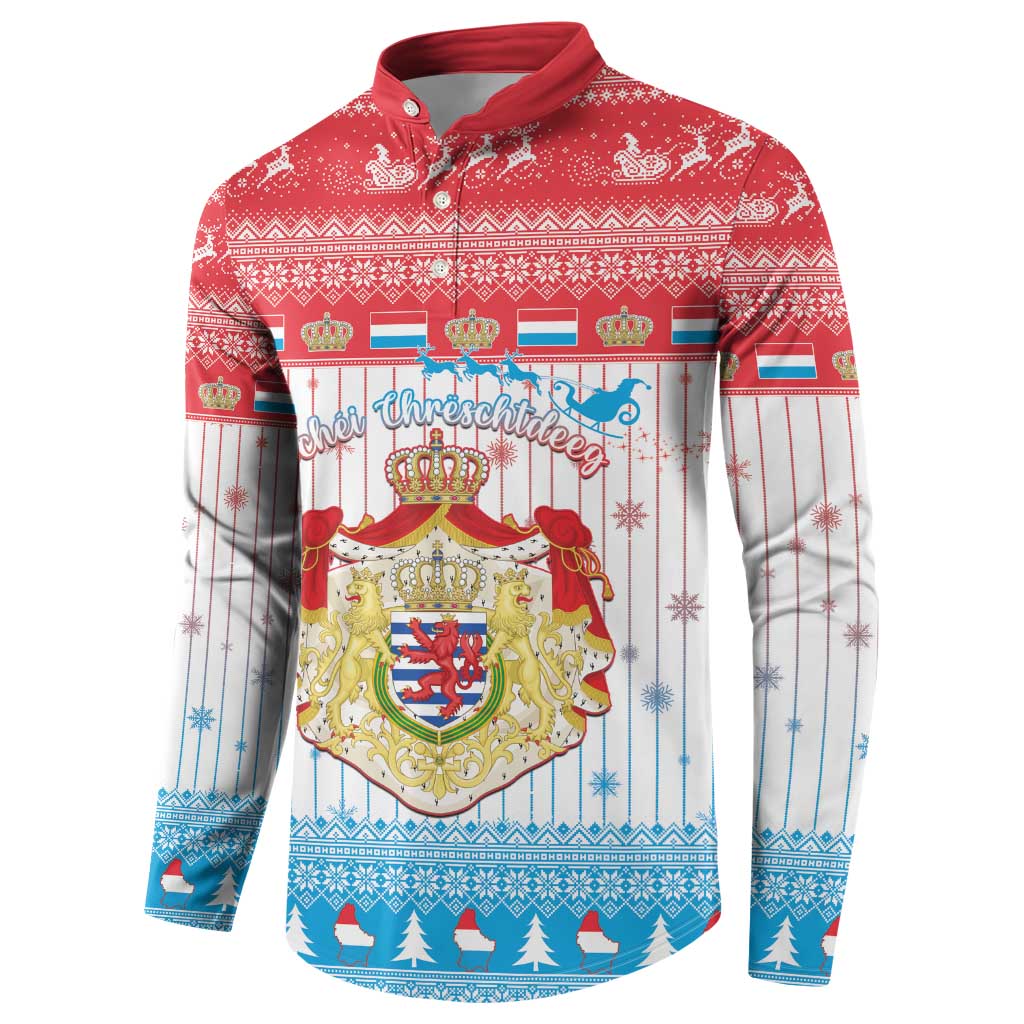 Luxembourg Christmas Button Sweatshirt Coat Of Arms Schei Chreschtdeeg - Wonder Print Shop