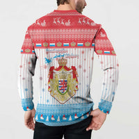 Luxembourg Christmas Button Sweatshirt Coat Of Arms Schei Chreschtdeeg - Wonder Print Shop