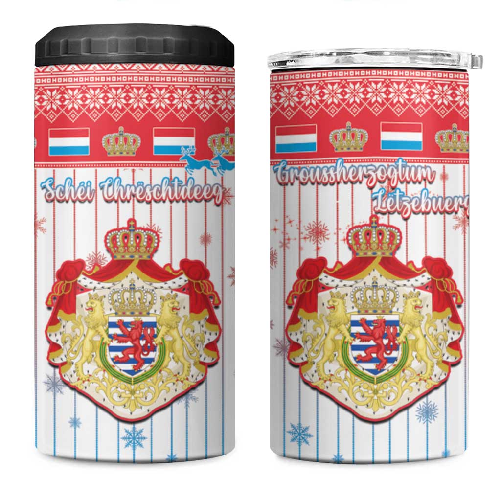 Luxembourg Christmas 4 in 1 Can Cooler Tumbler Coat Of Arms Schei Chreschtdeeg - Wonder Print Shop
