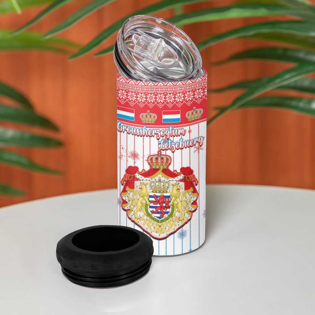 Luxembourg Christmas 4 in 1 Can Cooler Tumbler Coat Of Arms Schei Chreschtdeeg - Wonder Print Shop