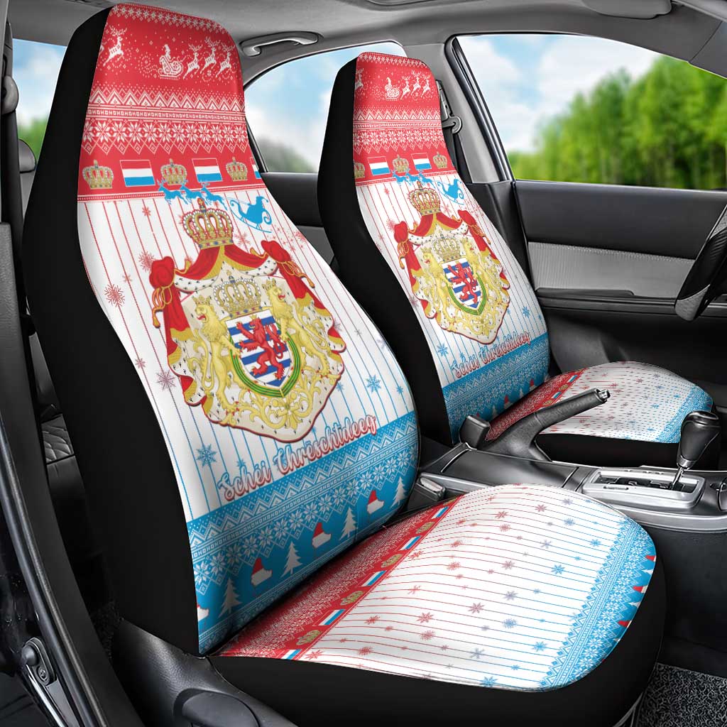 Luxembourg Christmas Car Seat Cover Coat Of Arms Schei Chreschtdeeg - Wonder Print Shop