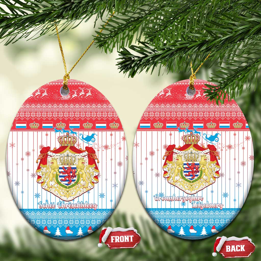 Luxembourg Christmas Ceramic Ornament Coat Of Arms Schei Chreschtdeeg - Wonder Print Shop