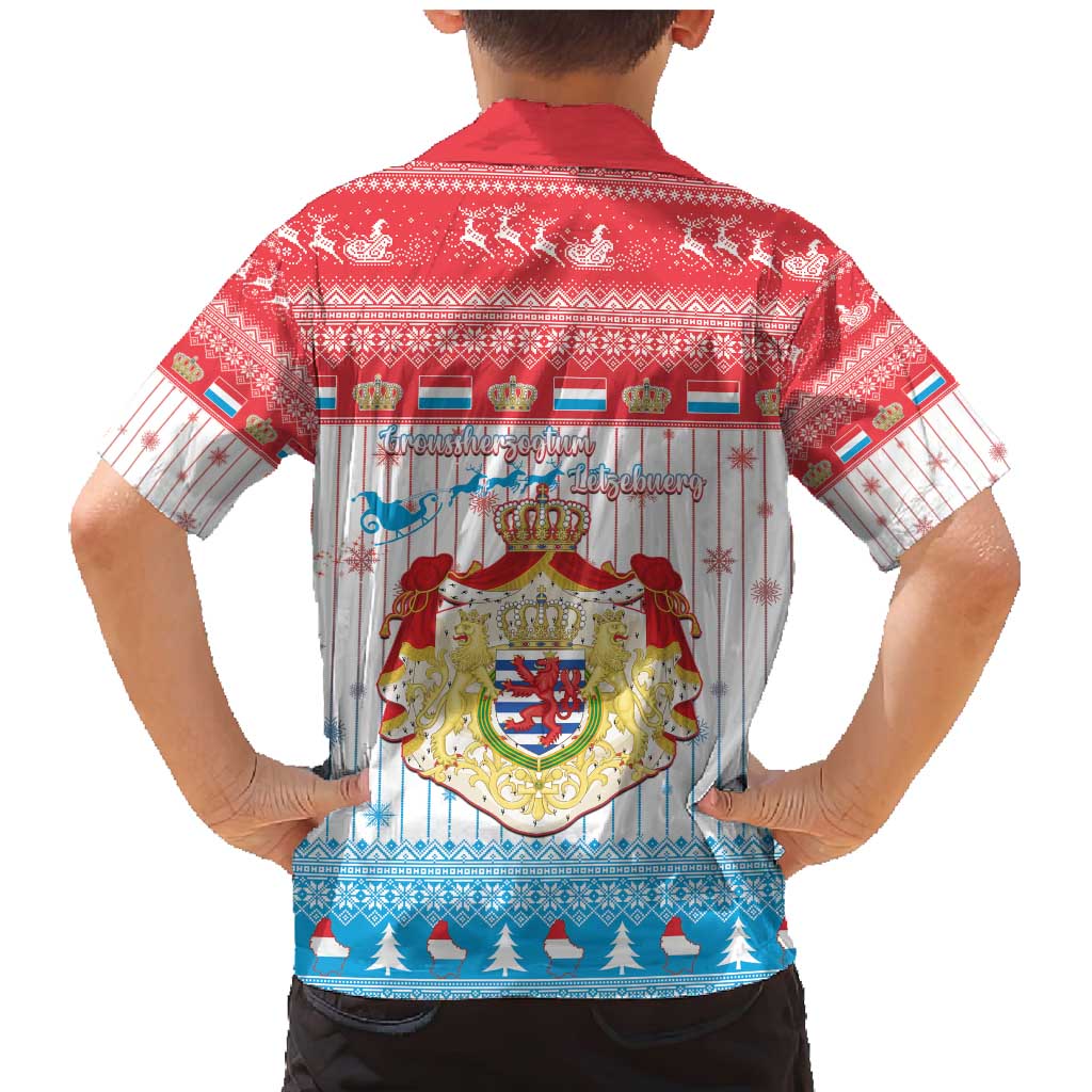 Luxembourg Christmas Family Matching Mermaid Dress and Hawaiian Shirt Coat Of Arms Schei Chreschtdeeg - Wonder Print Shop