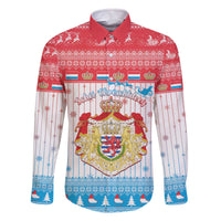 Luxembourg Christmas Family Matching Off The Shoulder Long Sleeve Dress and Hawaiian Shirt Coat Of Arms Schei Chreschtdeeg - Wonder Print Shop