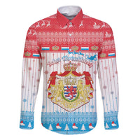 Luxembourg Christmas Family Matching Off Shoulder Short Dress and Hawaiian Shirt Coat Of Arms Schei Chreschtdeeg - Wonder Print Shop