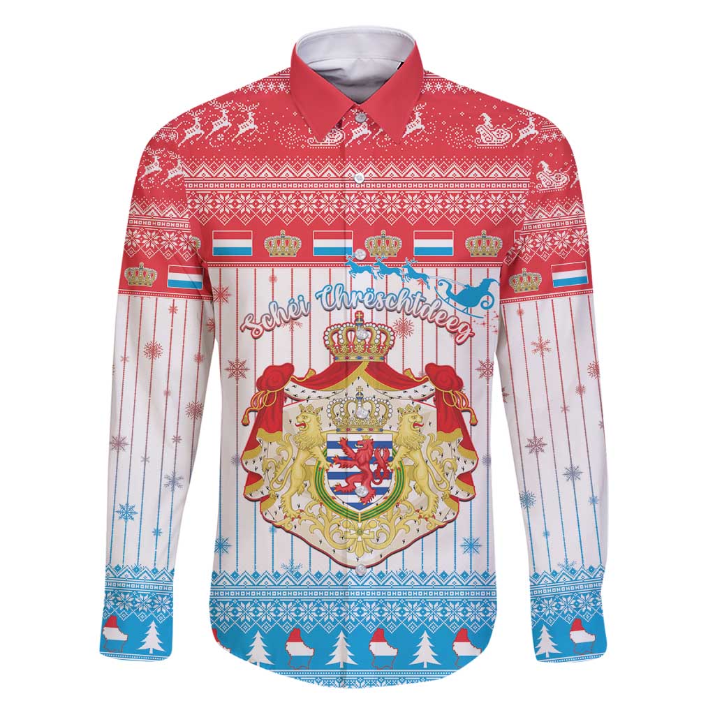 Luxembourg Christmas Family Matching Puletasi and Hawaiian Shirt Coat Of Arms Schei Chreschtdeeg - Wonder Print Shop