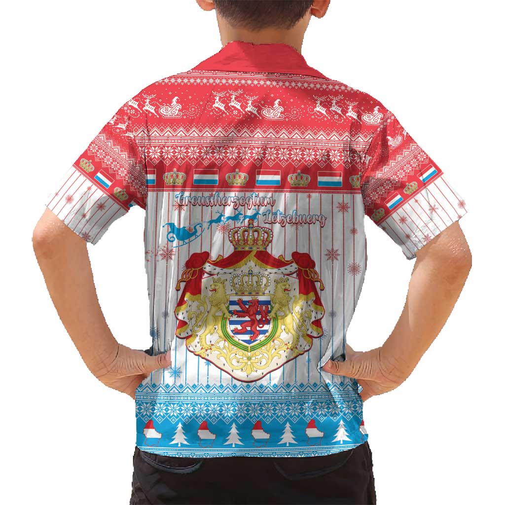 Luxembourg Christmas Family Matching Summer Maxi Dress and Hawaiian Shirt Coat Of Arms Schei Chreschtdeeg - Wonder Print Shop