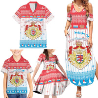 Luxembourg Christmas Family Matching Summer Maxi Dress and Hawaiian Shirt Coat Of Arms Schei Chreschtdeeg - Wonder Print Shop