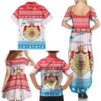 Luxembourg Christmas Family Matching Summer Maxi Dress and Hawaiian Shirt Coat Of Arms Schei Chreschtdeeg - Wonder Print Shop
