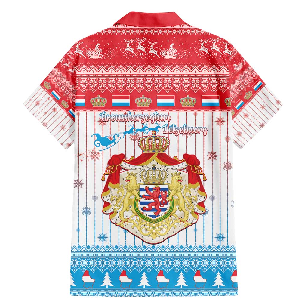 Luxembourg Christmas Family Matching Summer Maxi Dress and Hawaiian Shirt Coat Of Arms Schei Chreschtdeeg - Wonder Print Shop