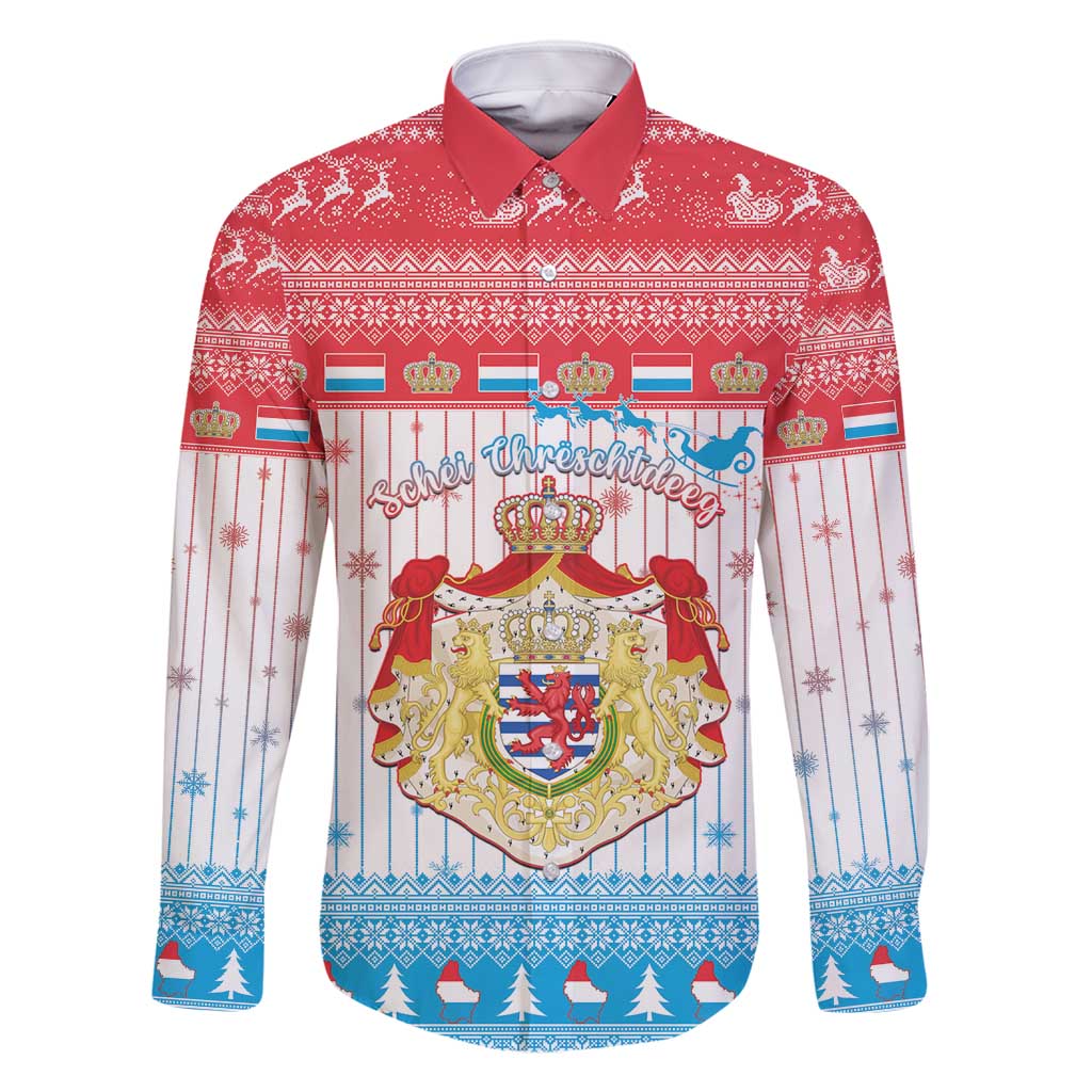 Luxembourg Christmas Family Matching Tank Maxi Dress and Hawaiian Shirt Coat Of Arms Schei Chreschtdeeg - Wonder Print Shop