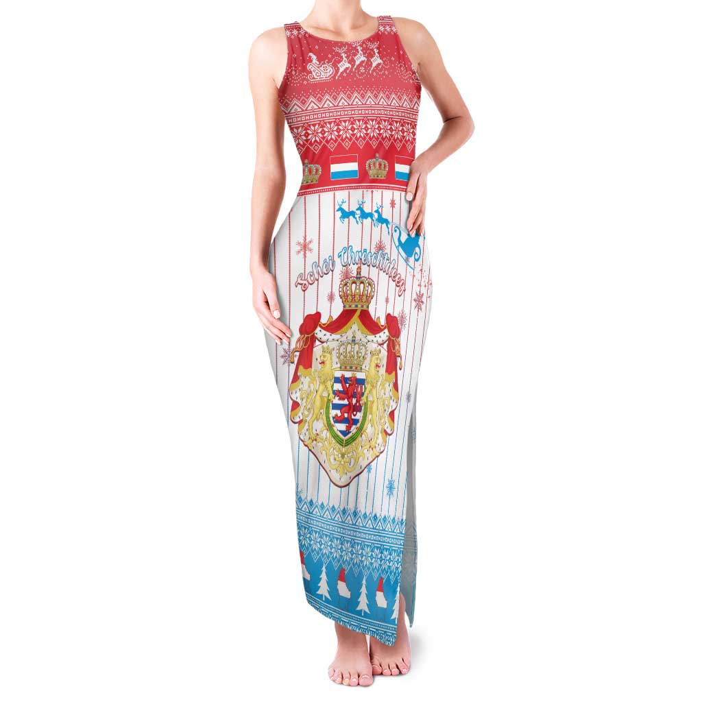 Luxembourg Christmas Family Matching Tank Maxi Dress and Hawaiian Shirt Coat Of Arms Schei Chreschtdeeg - Wonder Print Shop