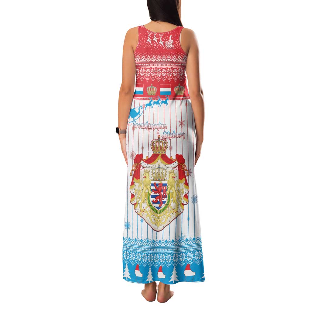 Luxembourg Christmas Family Matching Tank Maxi Dress and Hawaiian Shirt Coat Of Arms Schei Chreschtdeeg - Wonder Print Shop