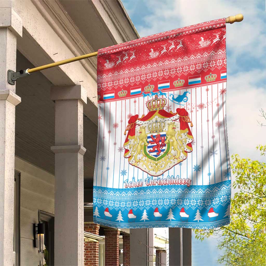 Luxembourg Christmas Garden Flag Coat Of Arms Schei Chreschtdeeg - Wonder Print Shop