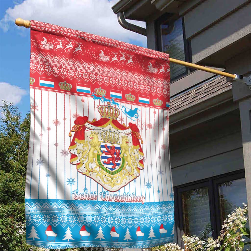 Luxembourg Christmas Garden Flag Coat Of Arms Schei Chreschtdeeg - Wonder Print Shop