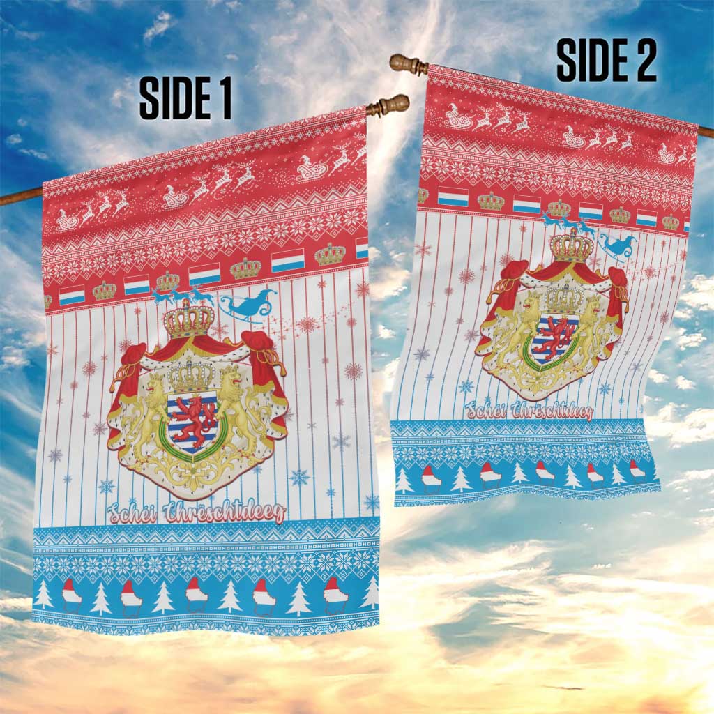 Luxembourg Christmas Garden Flag Coat Of Arms Schei Chreschtdeeg - Wonder Print Shop