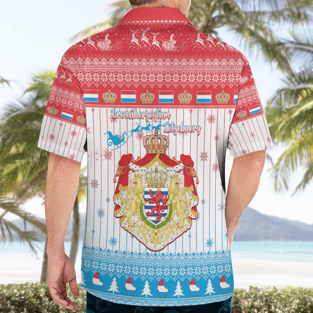 Luxembourg Christmas Hawaiian Shirt Coat Of Arms Schei Chreschtdeeg - Wonder Print Shop
