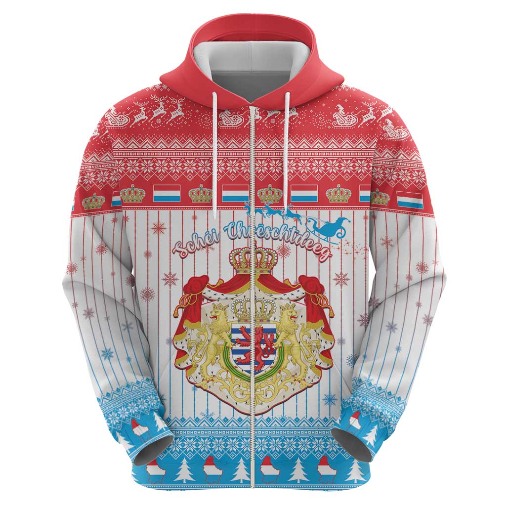Luxembourg Christmas Hoodie Coat Of Arms Schei Chreschtdeeg - Wonder Print Shop