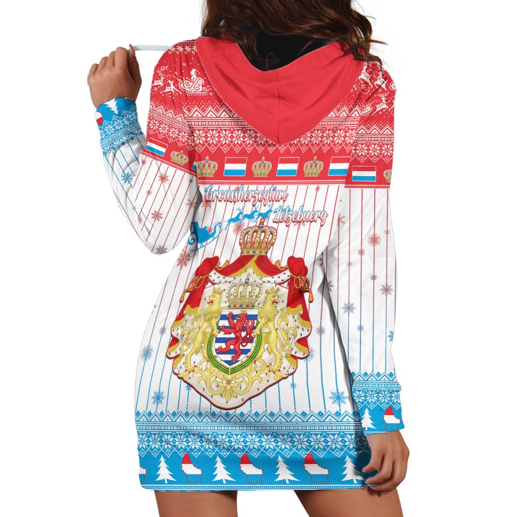 Luxembourg Christmas Hoodie Dress Coat Of Arms Schei Chreschtdeeg - Wonder Print Shop