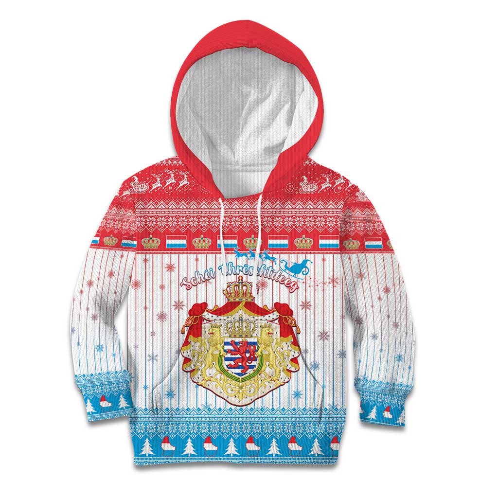 Luxembourg Christmas Kid Hoodie Coat Of Arms Schei Chreschtdeeg - Wonder Print Shop