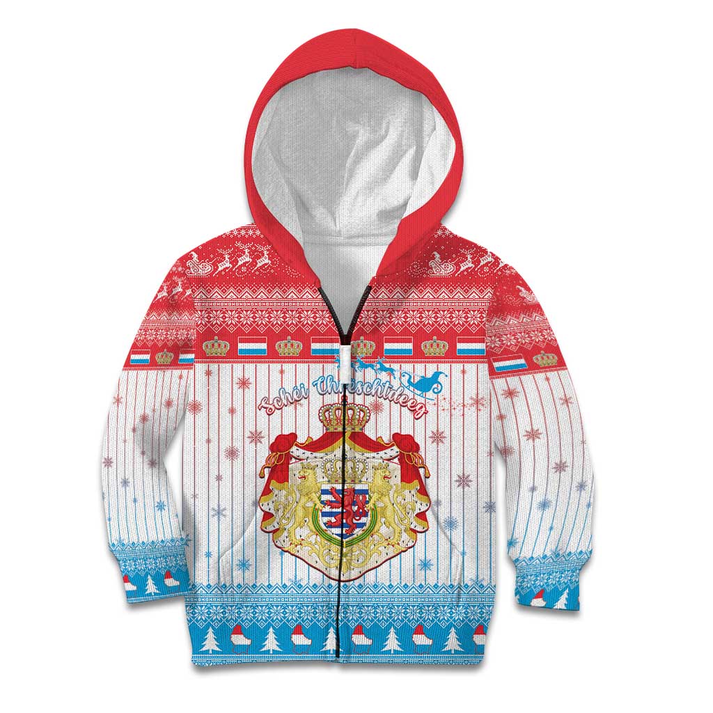 Luxembourg Christmas Kid Hoodie Coat Of Arms Schei Chreschtdeeg - Wonder Print Shop