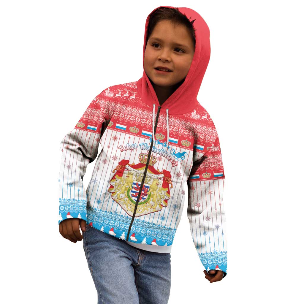 Luxembourg Christmas Kid Hoodie Coat Of Arms Schei Chreschtdeeg - Wonder Print Shop