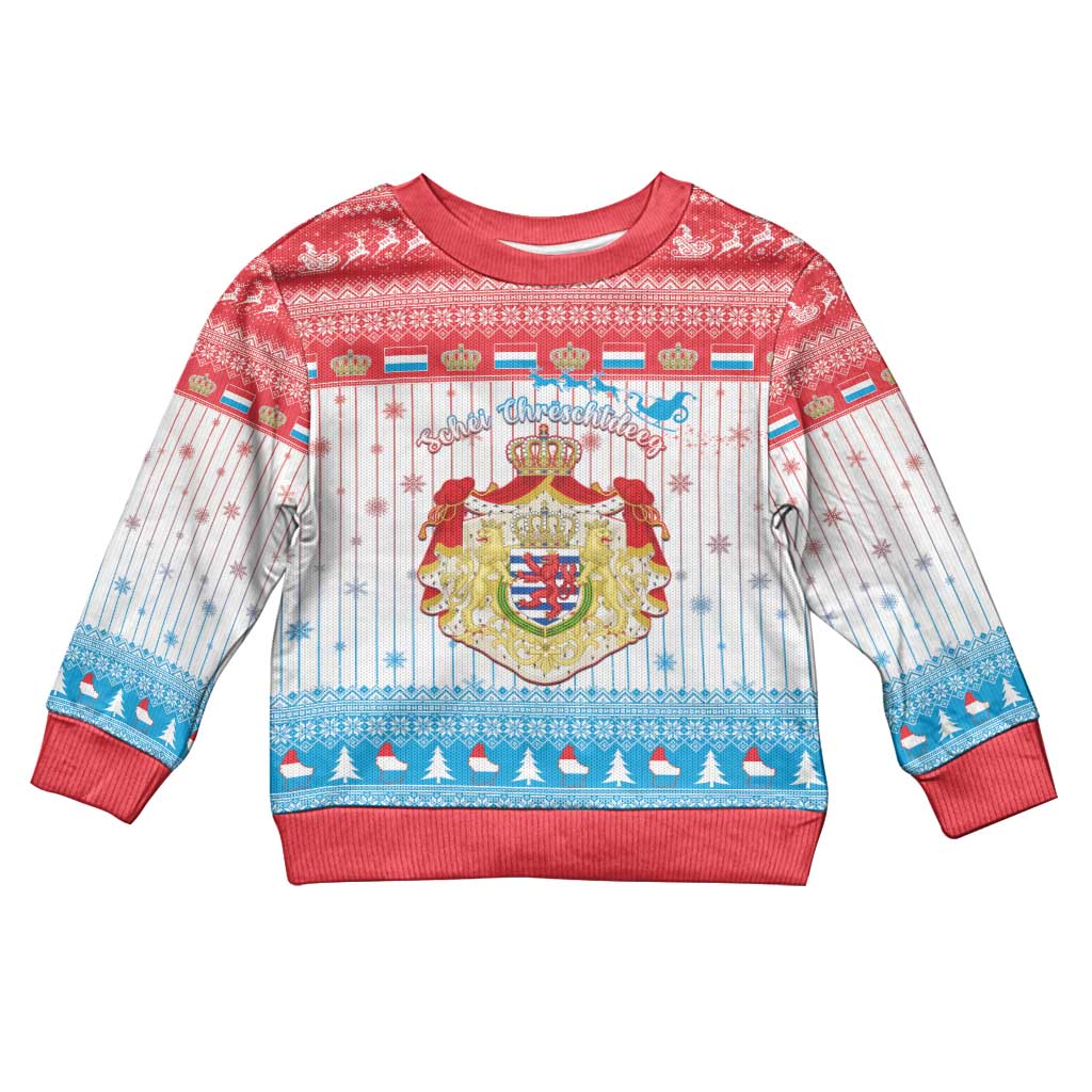 Luxembourg Christmas Kid Ugly Christmas Sweater Coat Of Arms Schei Chreschtdeeg - Wonder Print Shop