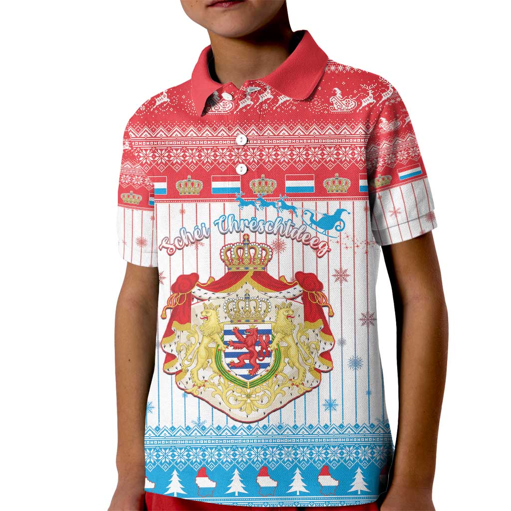 Luxembourg Christmas Kid Polo Shirt Coat Of Arms Schei Chreschtdeeg - Wonder Print Shop