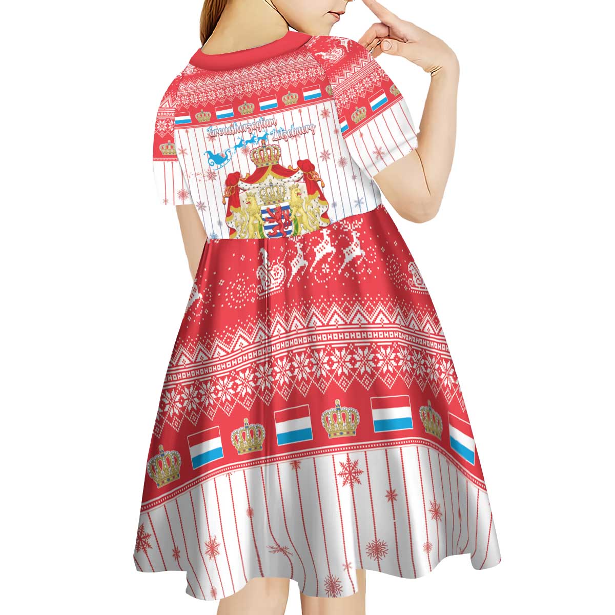 Luxembourg Christmas Kid Short Sleeve Dress Coat Of Arms Schei Chreschtdeeg - Wonder Print Shop