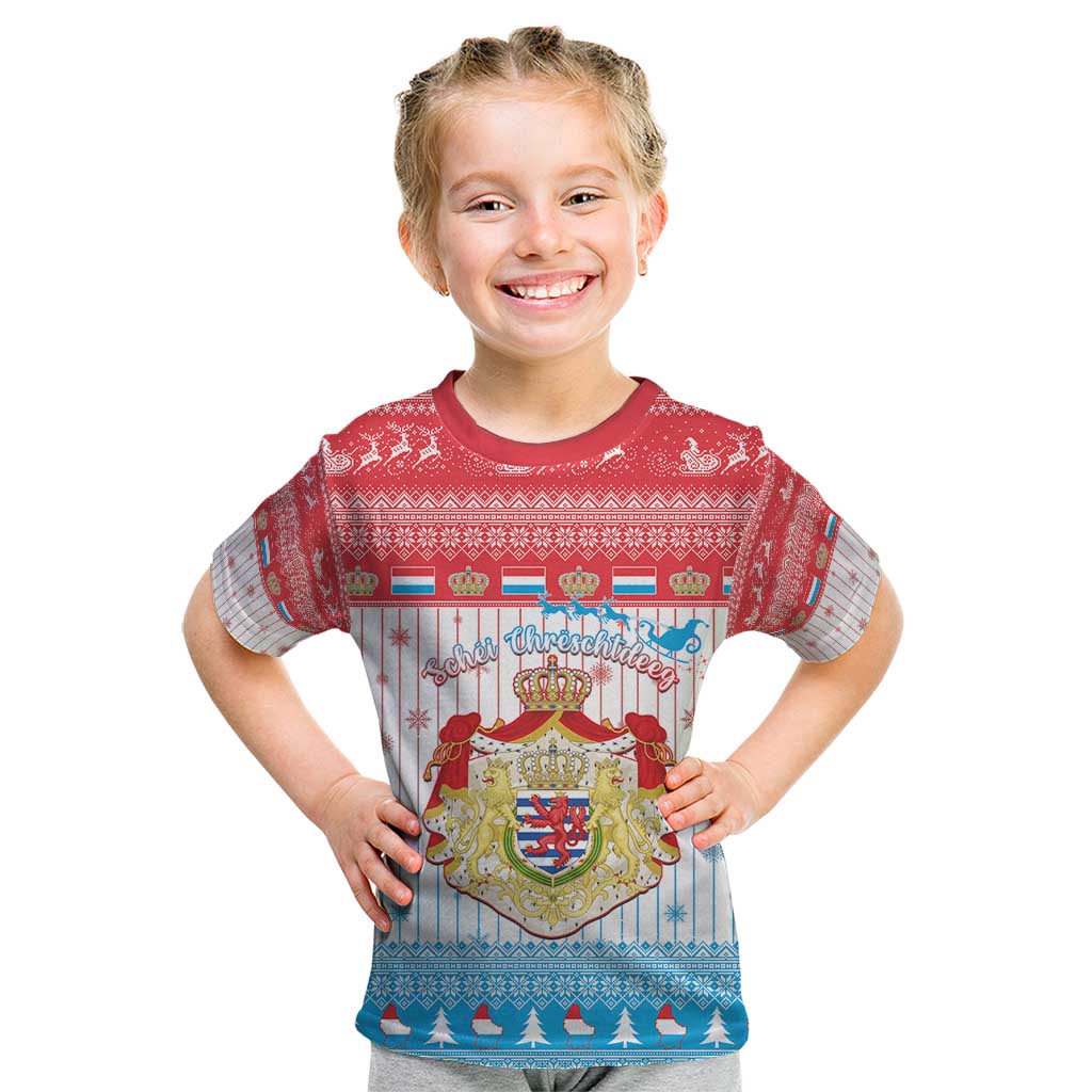 Luxembourg Christmas Kid T Shirt Coat Of Arms Schei Chreschtdeeg - Wonder Print Shop