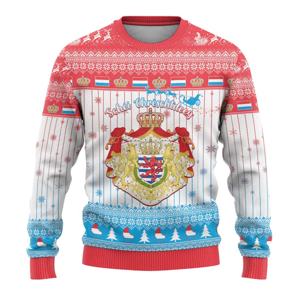 Luxembourg Christmas Ugly Christmas Sweater Coat Of Arms Schei Chreschtdeeg - Wonder Print Shop