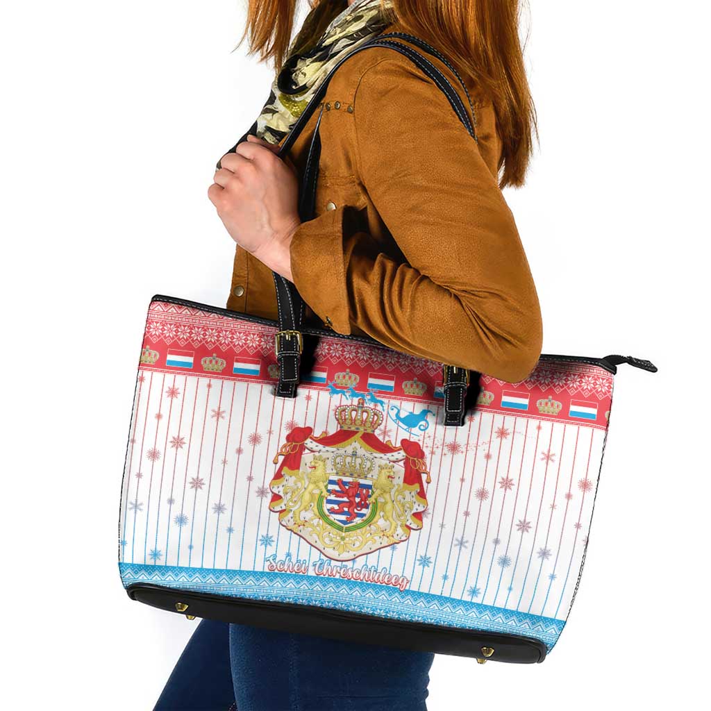 Luxembourg Christmas Leather Tote Bag Coat Of Arms Schei Chreschtdeeg - Wonder Print Shop