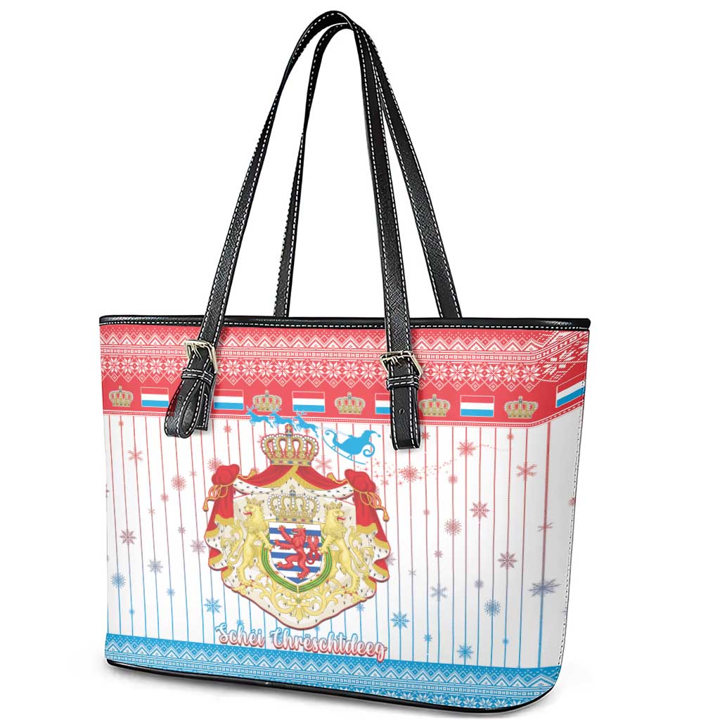 Luxembourg Christmas Leather Tote Bag Coat Of Arms Schei Chreschtdeeg - Wonder Print Shop