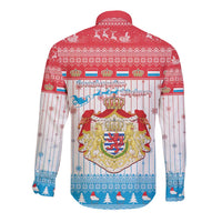Luxembourg Christmas Long Sleeve Button Shirt Coat Of Arms Schei Chreschtdeeg - Wonder Print Shop