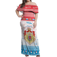 Luxembourg Christmas Off Shoulder Maxi Dress Coat Of Arms Schei Chreschtdeeg - Wonder Print Shop