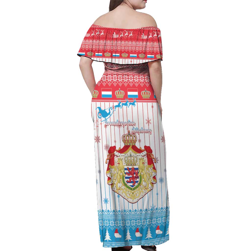Luxembourg Christmas Off Shoulder Maxi Dress Coat Of Arms Schei Chreschtdeeg - Wonder Print Shop