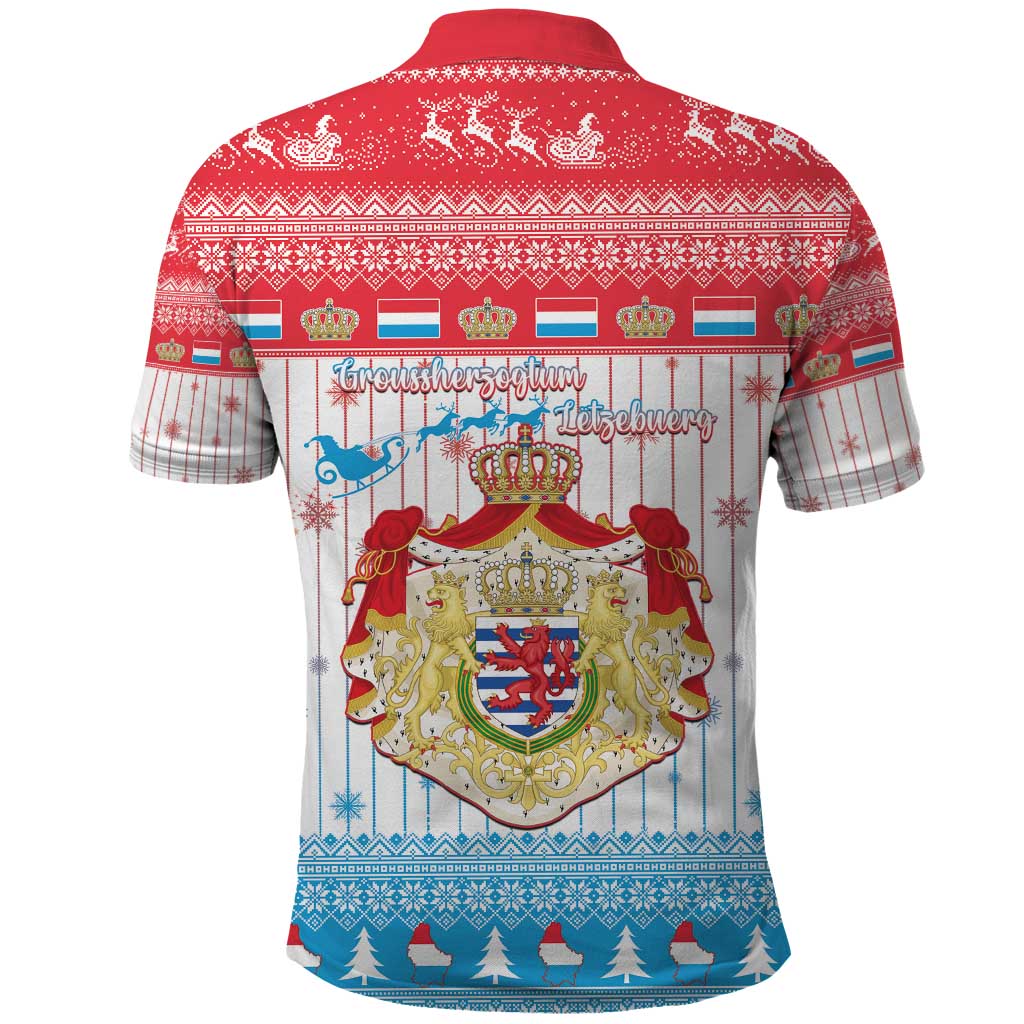 Luxembourg Christmas Polo Shirt Coat Of Arms Schei Chreschtdeeg - Wonder Print Shop