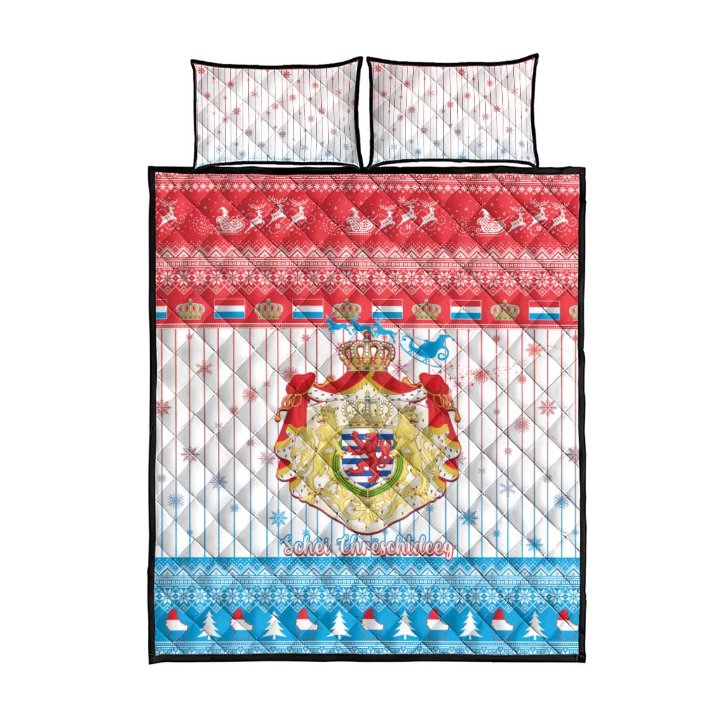 Luxembourg Christmas Quilt Bed Set Coat Of Arms Schei Chreschtdeeg - Wonder Print Shop