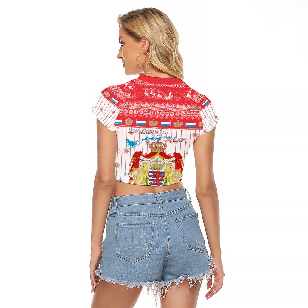 Luxembourg Christmas Raglan Cropped T Shirt Coat Of Arms Schei Chreschtdeeg - Wonder Print Shop