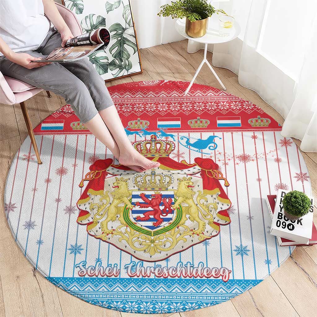 Luxembourg Christmas Round Carpet Coat Of Arms Schei Chreschtdeeg
