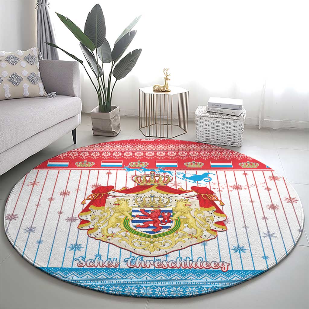 Luxembourg Christmas Round Carpet Coat Of Arms Schei Chreschtdeeg