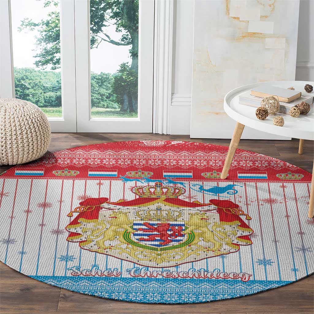 Luxembourg Christmas Round Carpet Coat Of Arms Schei Chreschtdeeg