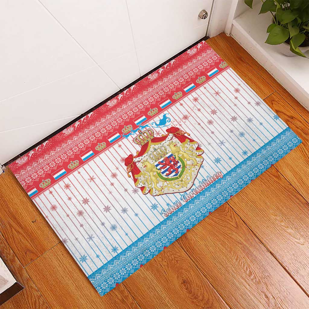 Luxembourg Christmas Rubber Doormat Coat Of Arms Schei Chreschtdeeg - Wonder Print Shop
