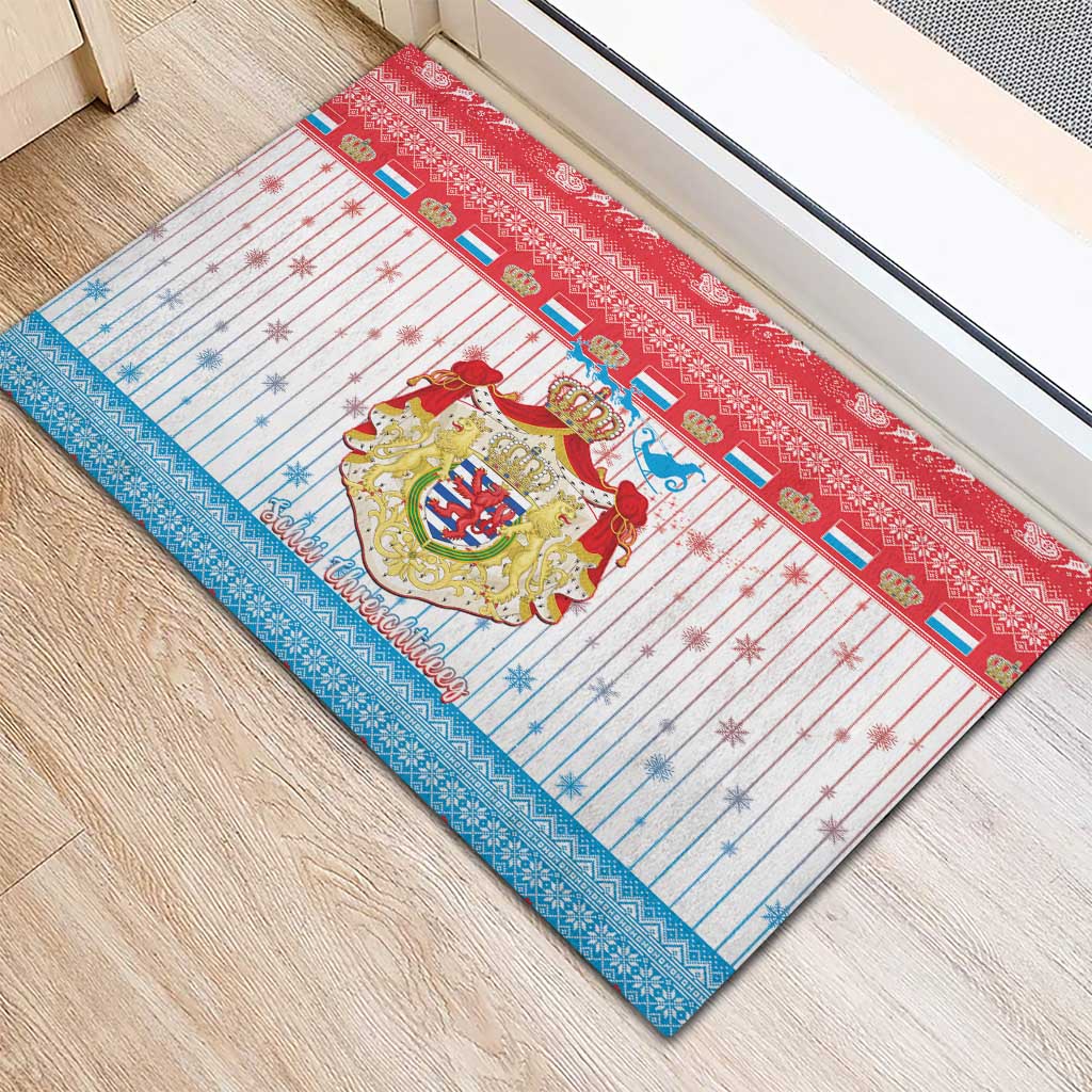 Luxembourg Christmas Rubber Doormat Coat Of Arms Schei Chreschtdeeg - Wonder Print Shop