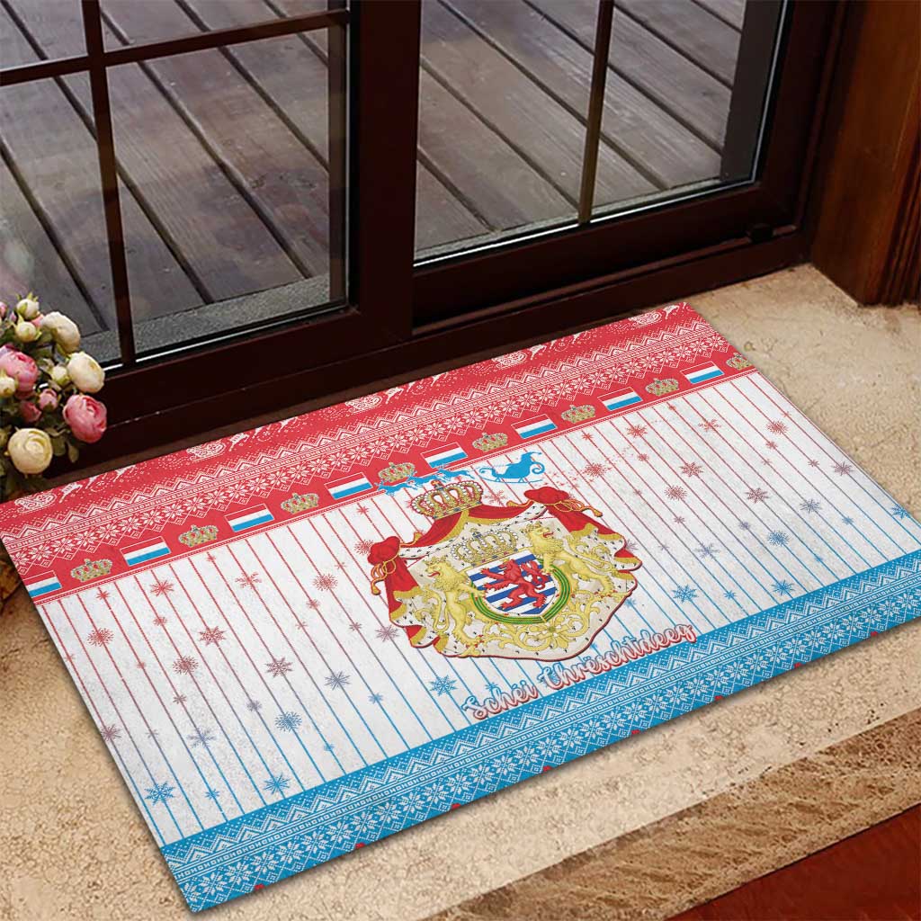 Luxembourg Christmas Rubber Doormat Coat Of Arms Schei Chreschtdeeg - Wonder Print Shop