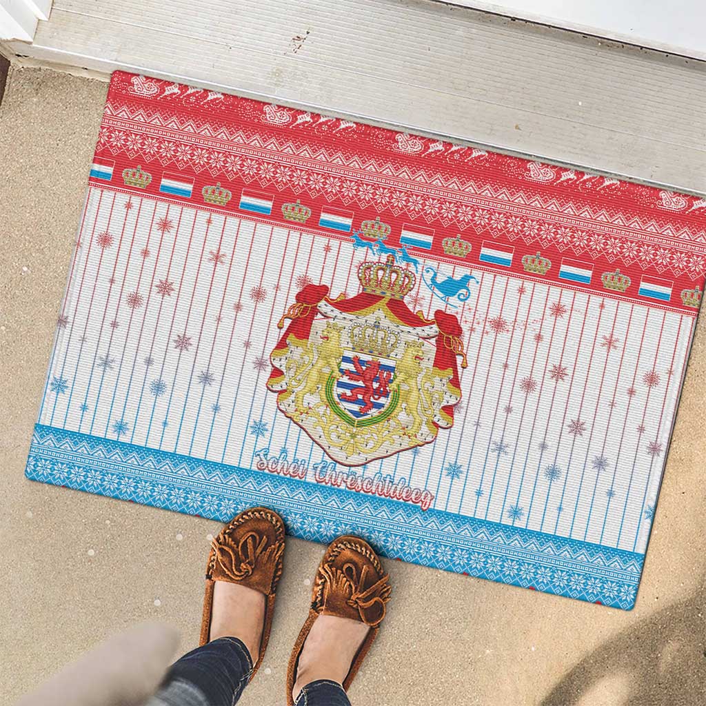 Luxembourg Christmas Rubber Doormat Coat Of Arms Schei Chreschtdeeg - Wonder Print Shop